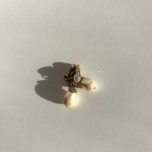 Gold and Cream Pearl Dangle Earrings